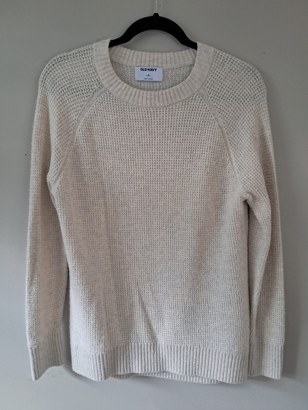 Old Navy Natural/Cream Waffle Knit Crewneck Sweater - Women's